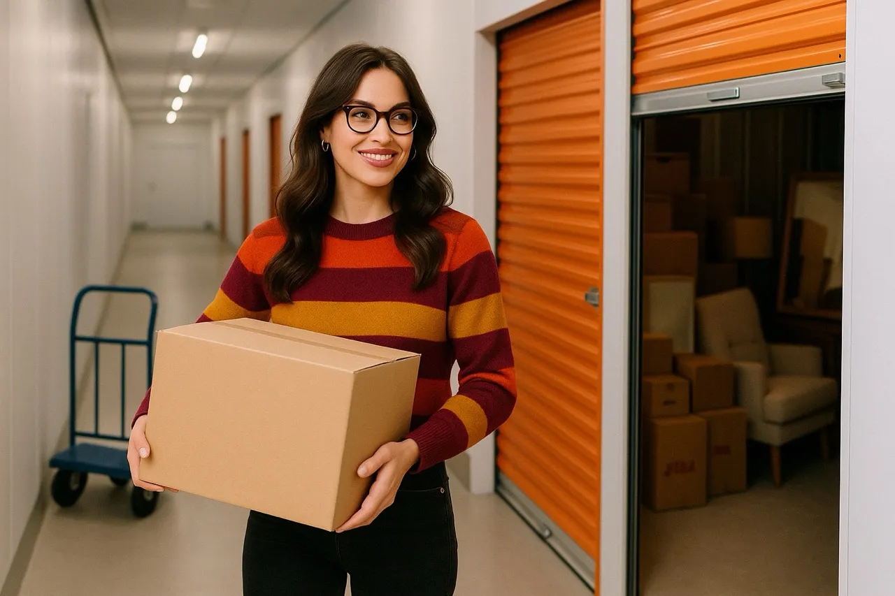 Innvendig bilde av et minilager med lagerboder